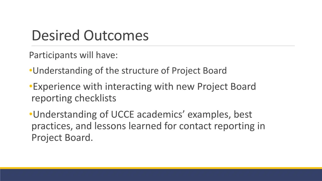desired outcomes