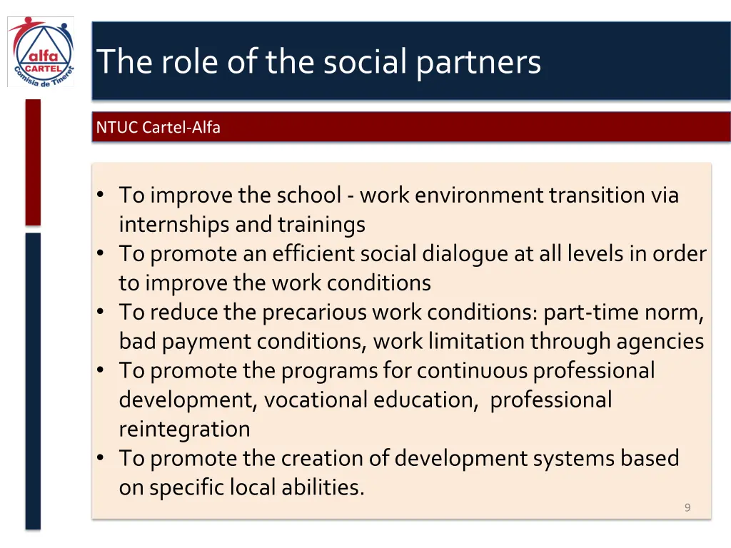 the role of the social partners