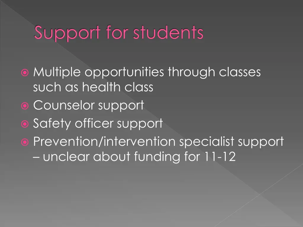 support for students