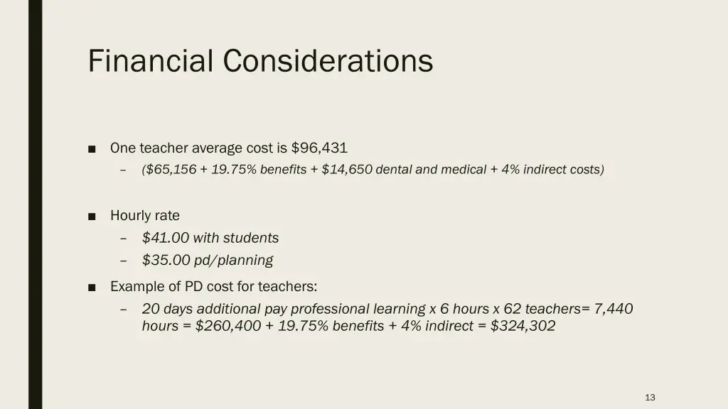 financial considerations