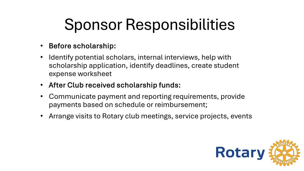 sponsor responsibilities