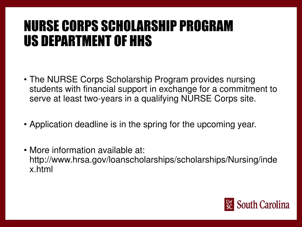 nurse corps scholarship program us department