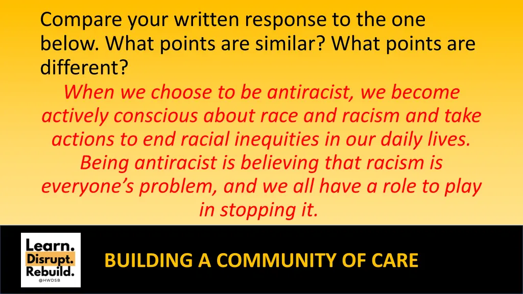 compare your written response to the one below