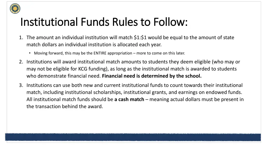 institutional funds rules to follow institutional