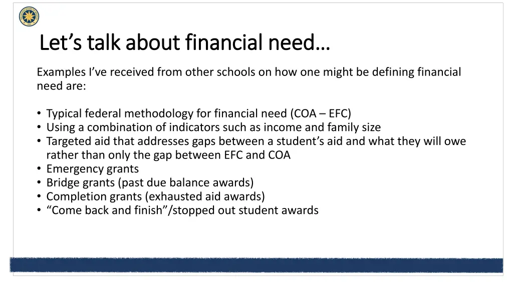 let s talk about financial need let s talk about