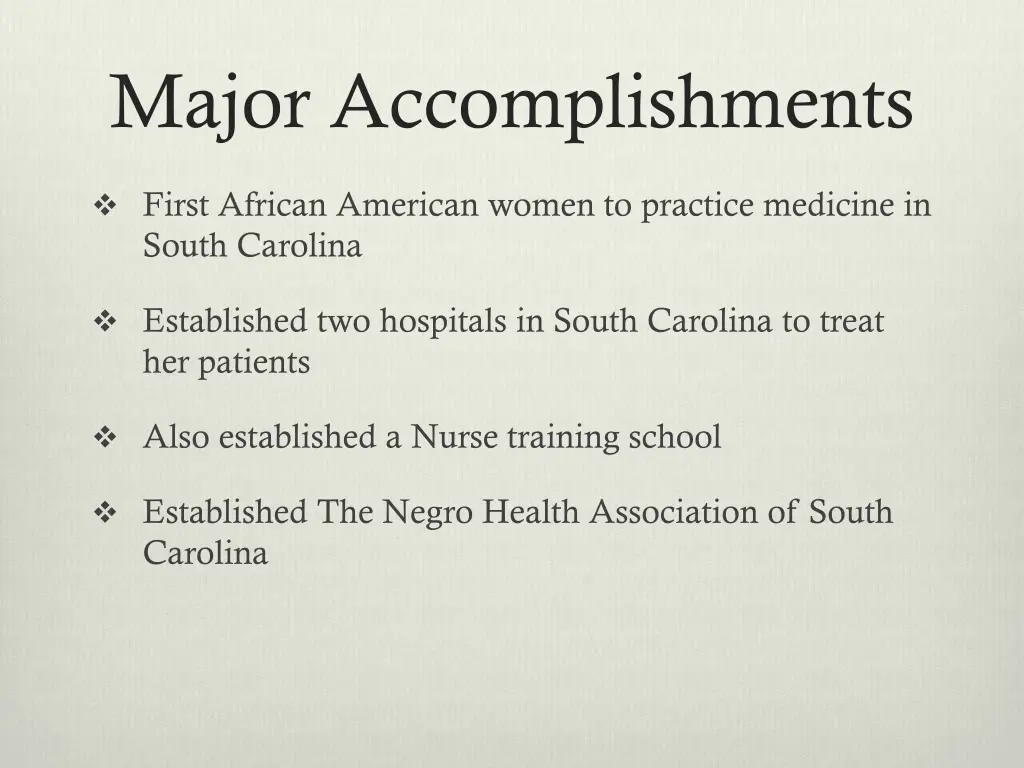 major accomplishments