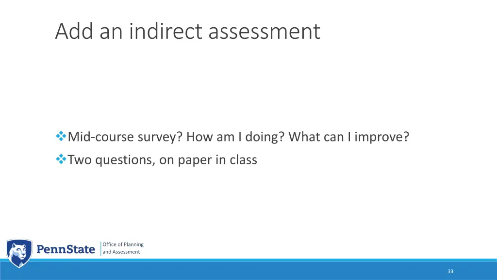 add an indirect assessment