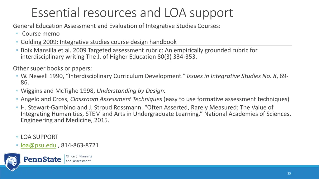 essential resources and loa support general