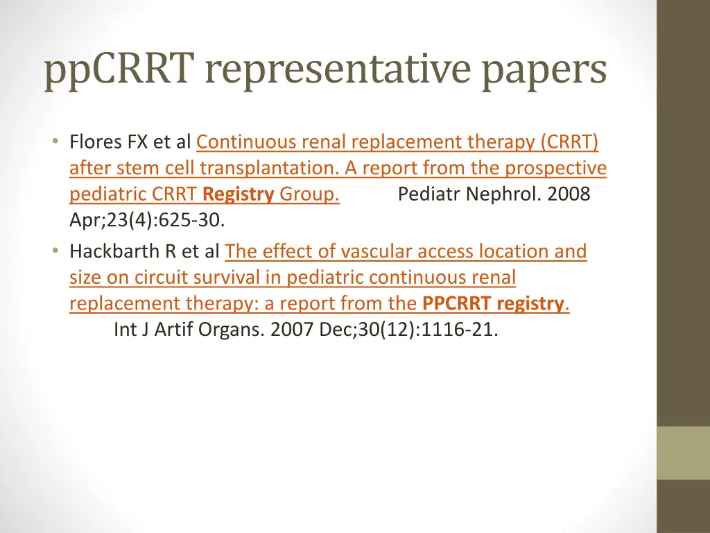 ppcrrt representative papers