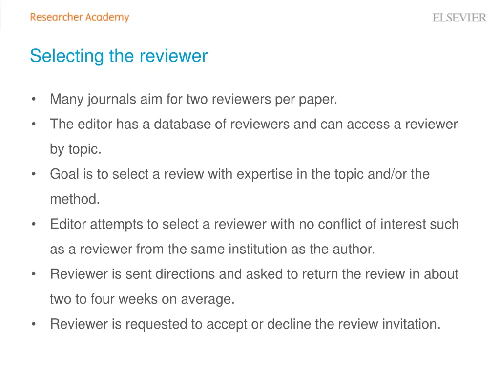 selecting the reviewer