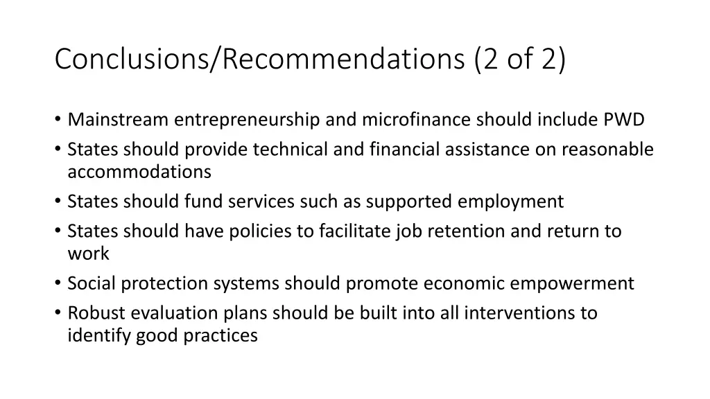 conclusions recommendations 2 of 2