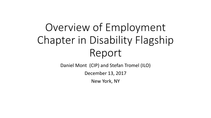 overview of employment chapter in disability