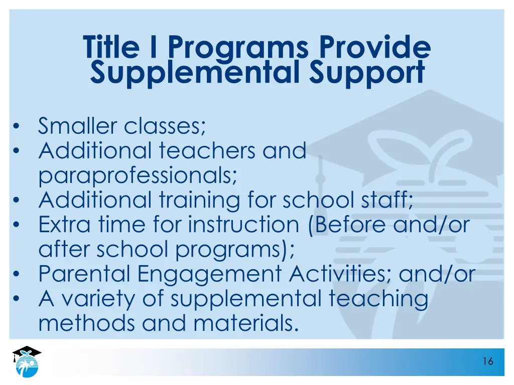 title i programs provide supplemental support