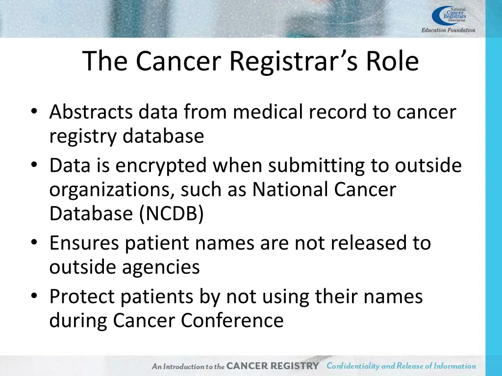 the cancer registrar s role