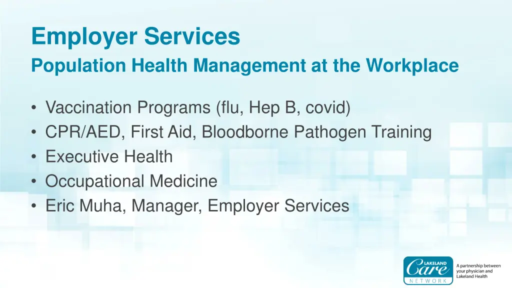 employer services population health management