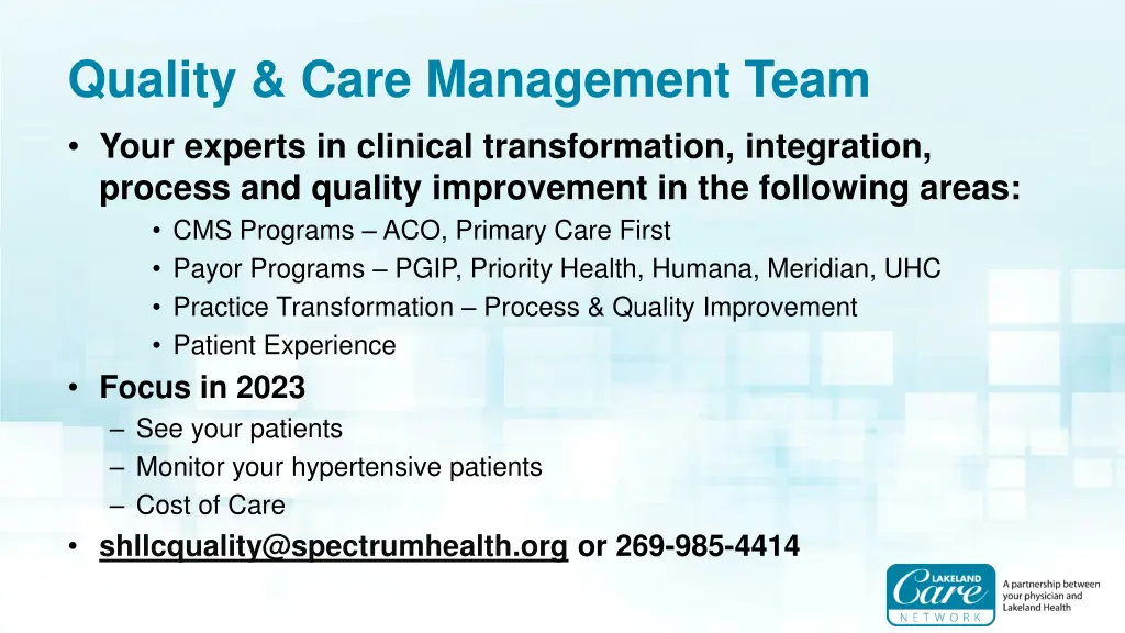 quality care management team your experts