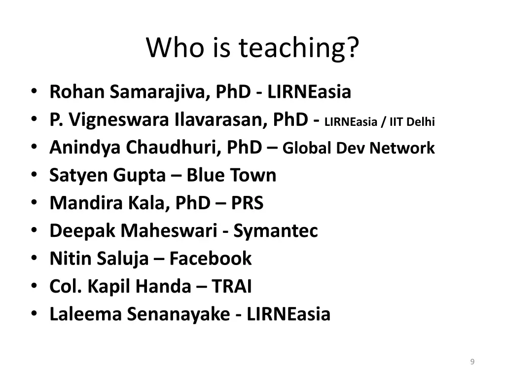who is teaching