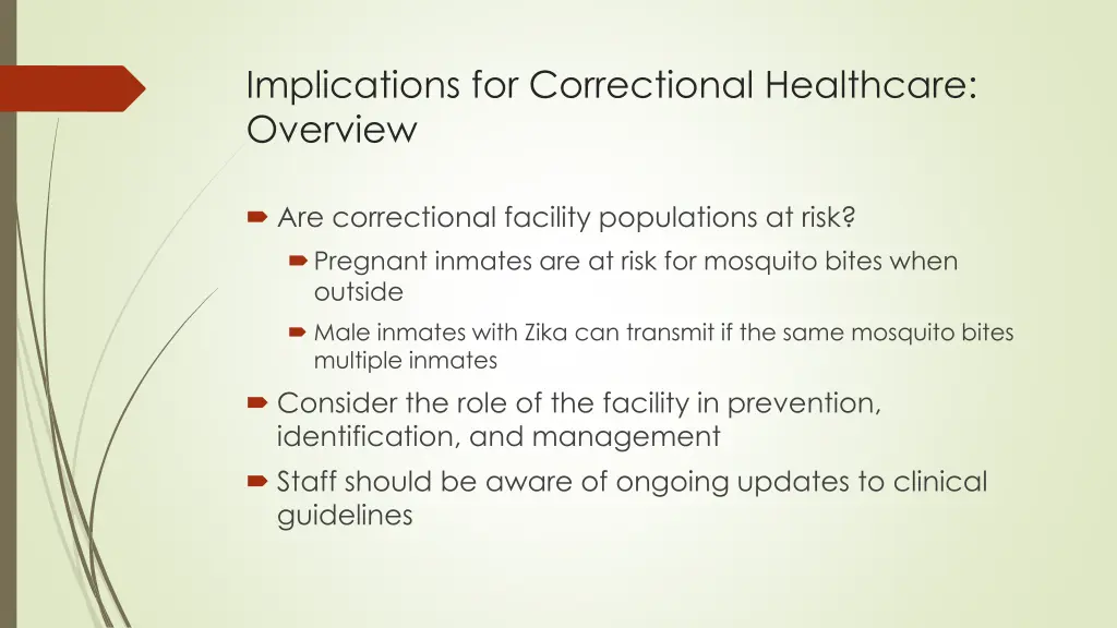 implications for correctional healthcare overview