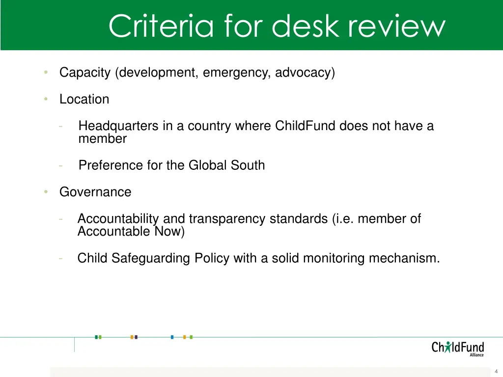 criteria for desk review