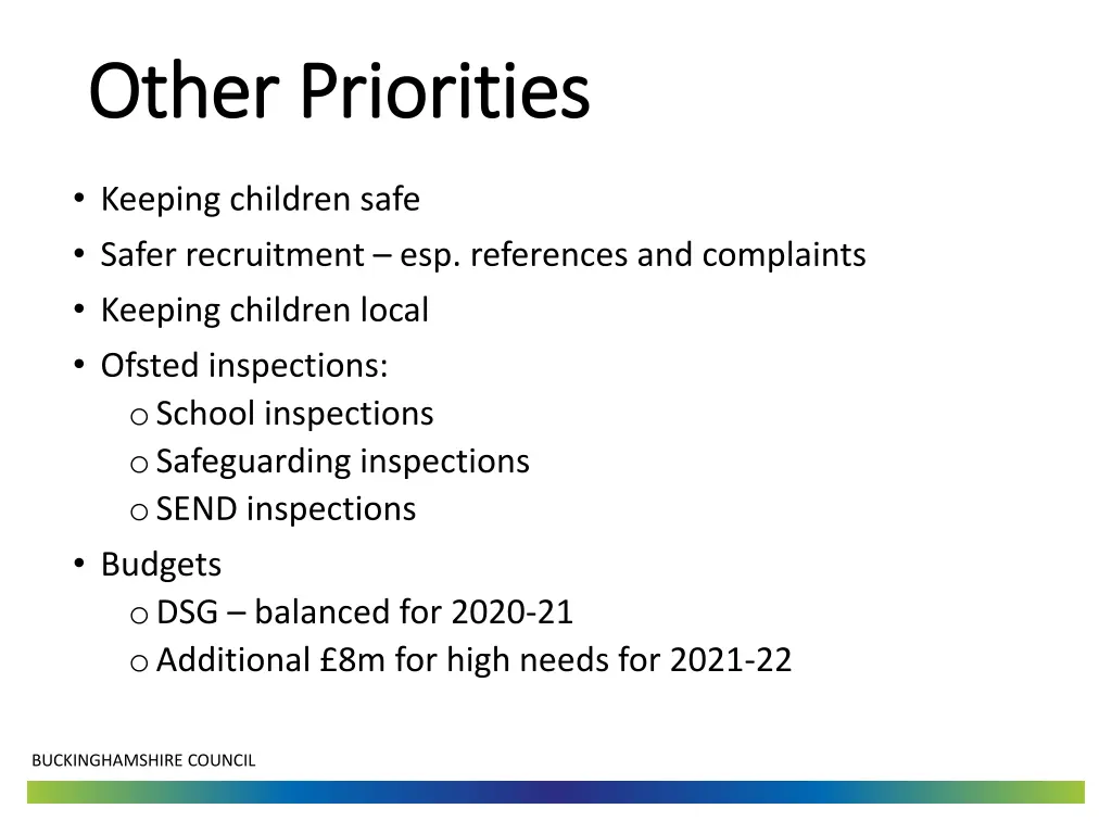other priorities other priorities