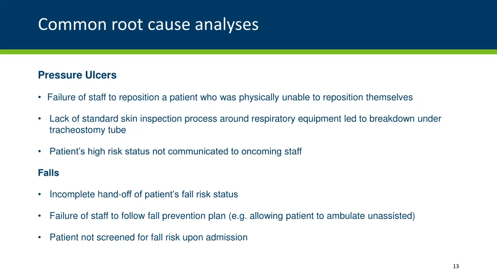 common root cause analyses