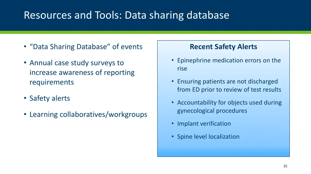 resources and tools data sharing database