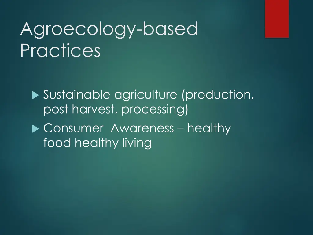 agroecology based practices