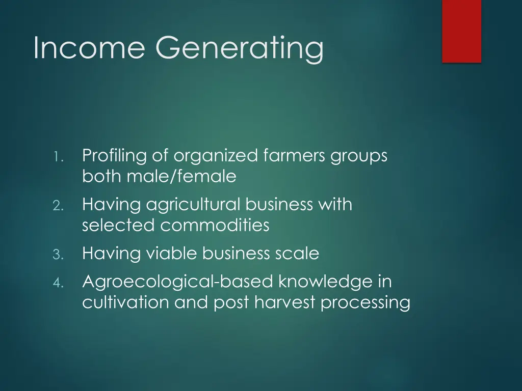 income generating