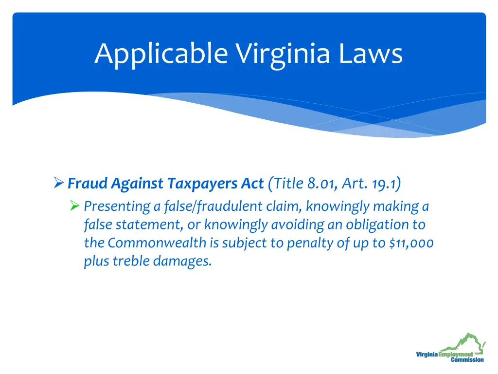 applicable virginia laws 1