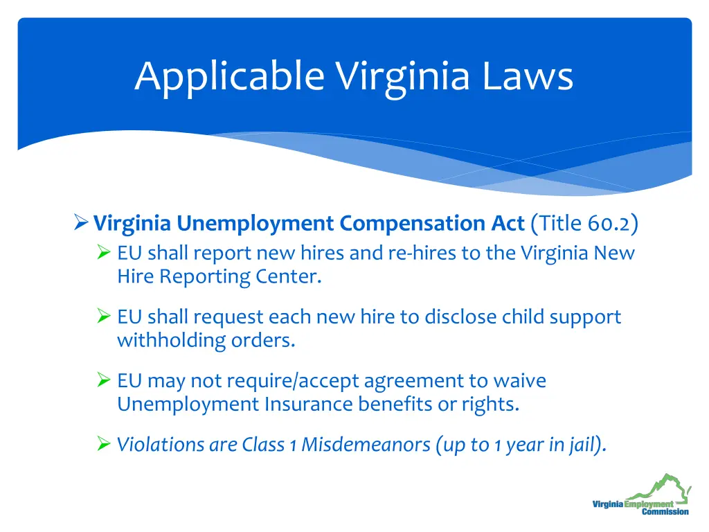 applicable virginia laws