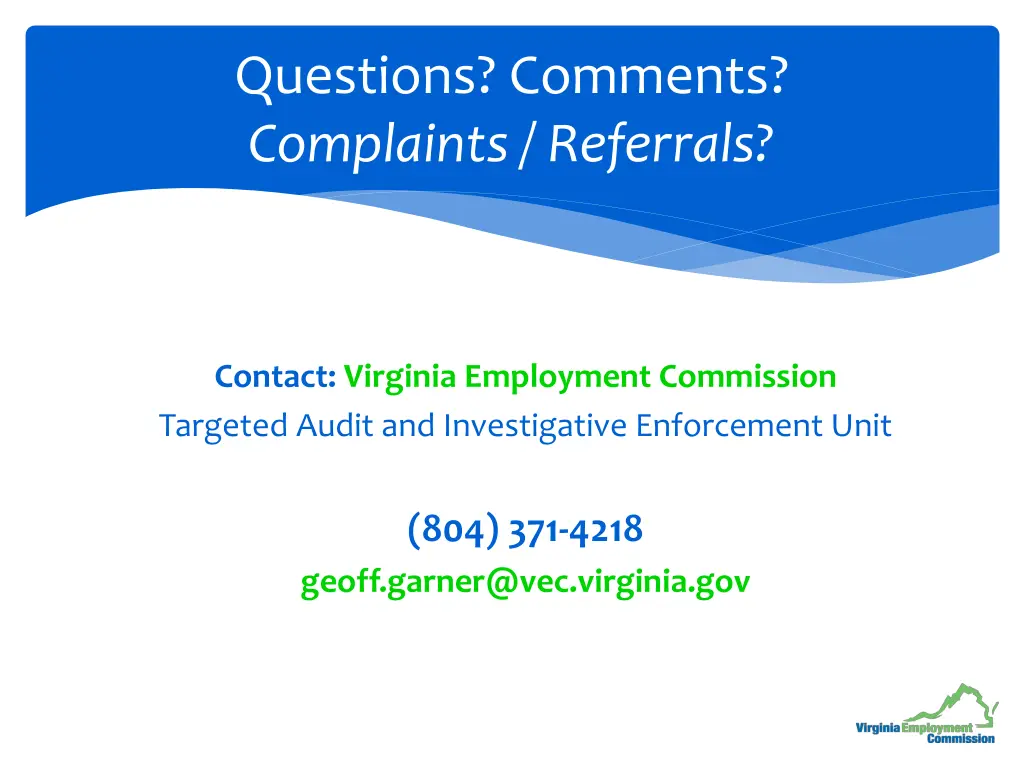 questions comments complaints referrals