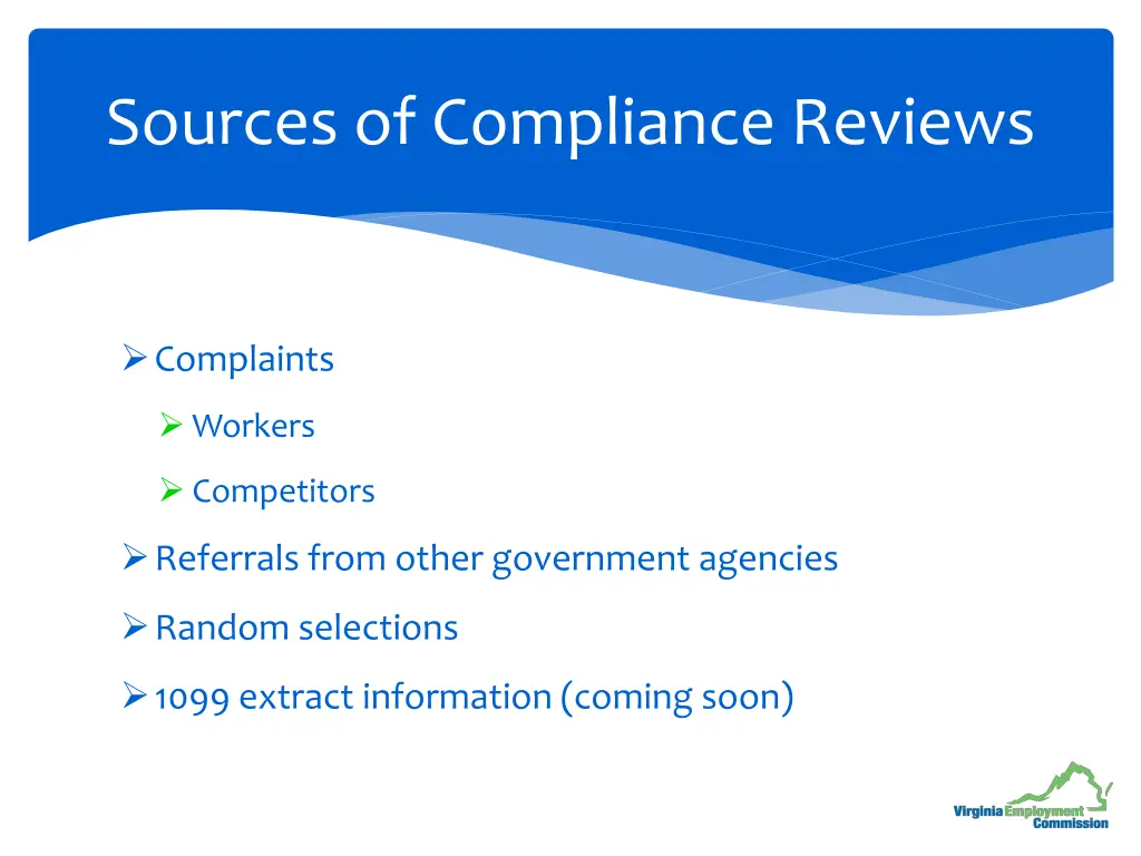sources of compliance reviews