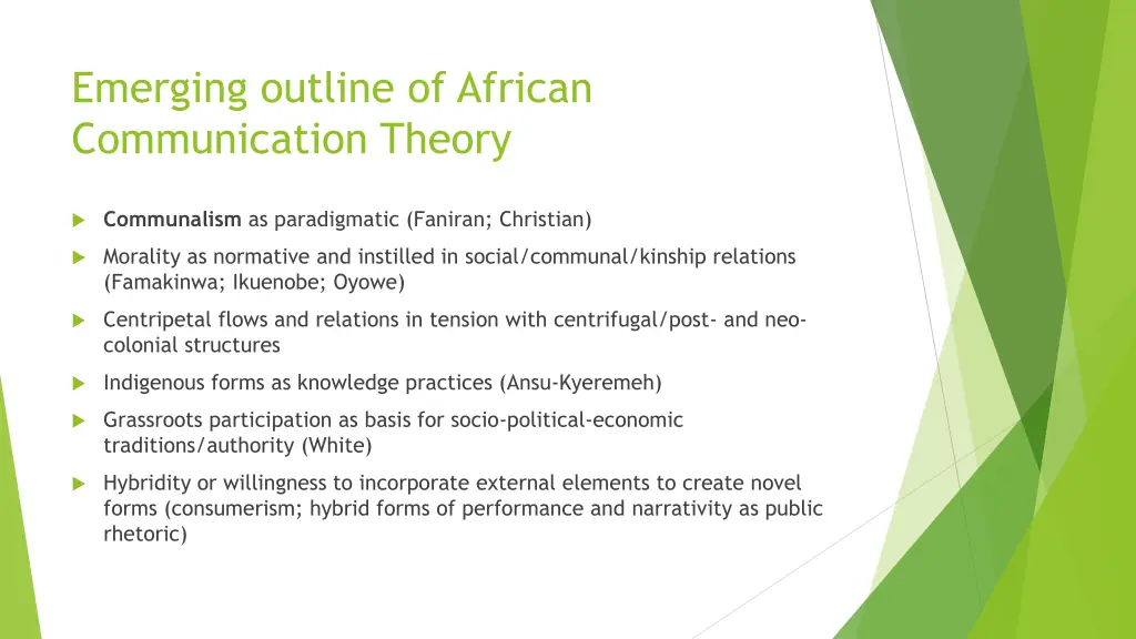 emerging outline of african communication theory