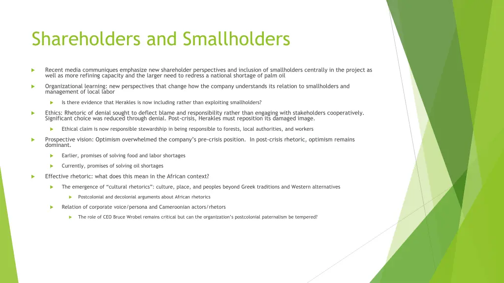 shareholders and smallholders