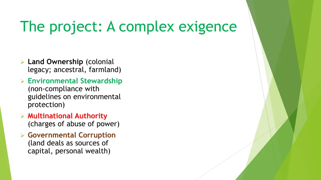 the project a complex exigence