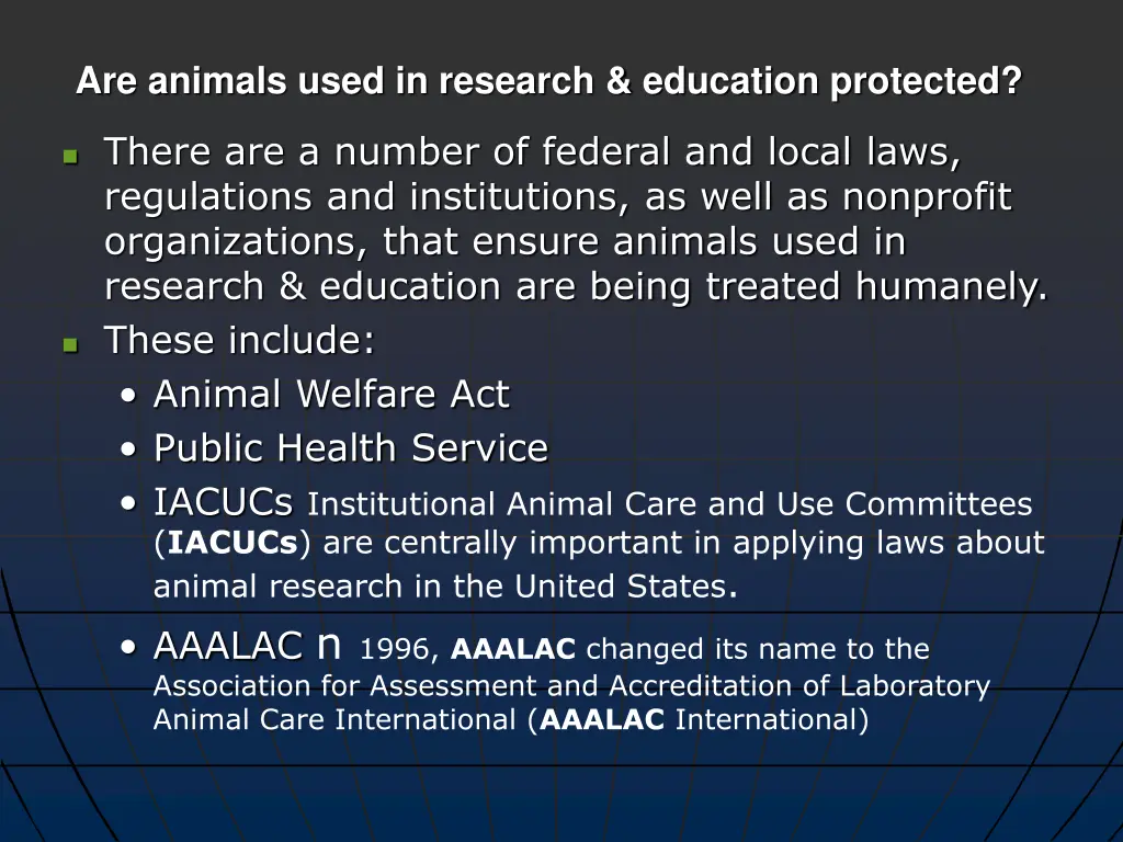 are animals used in research education protected