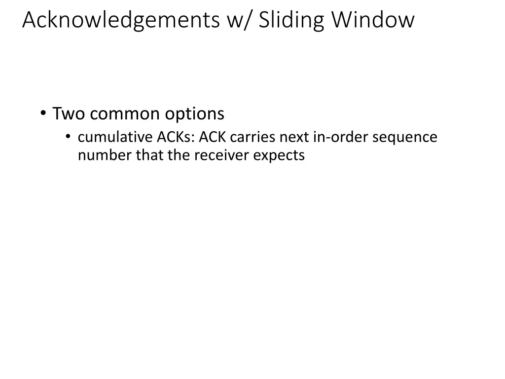 acknowledgements w sliding window