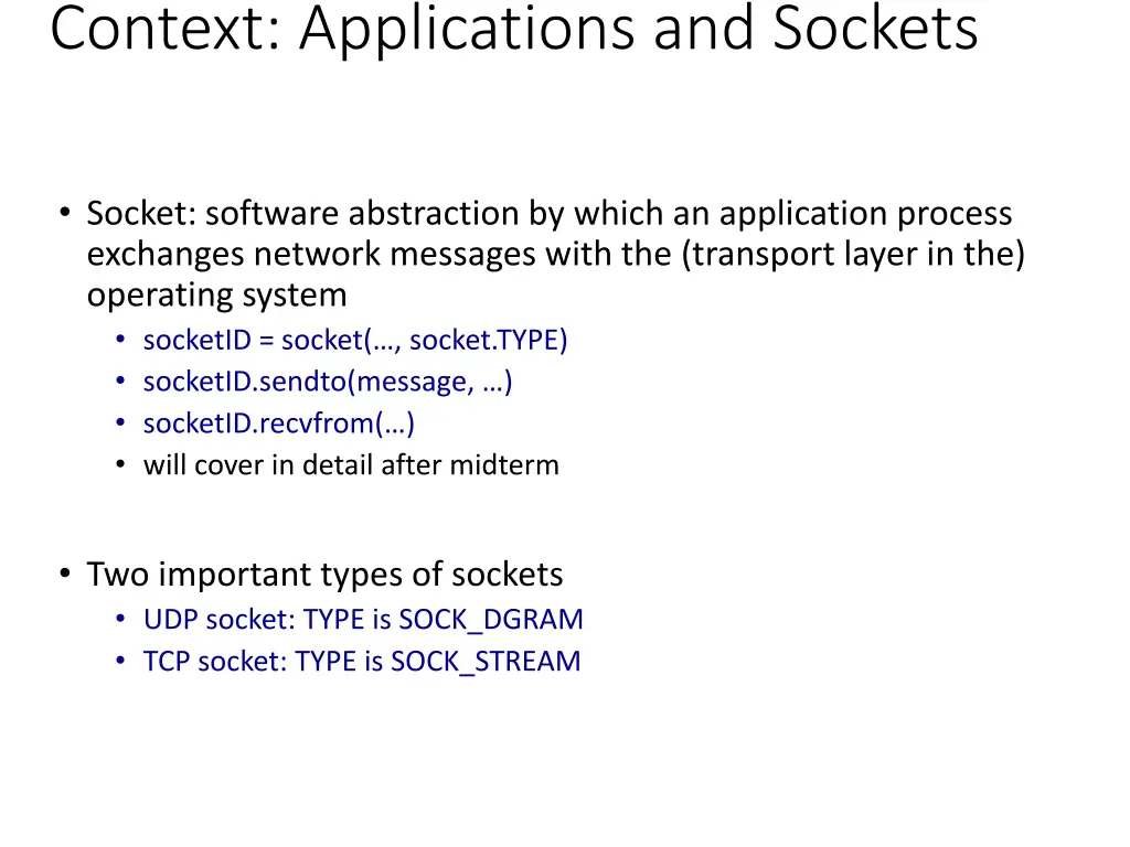 context applications and sockets