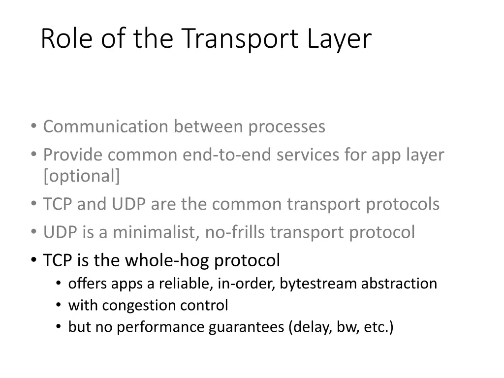 role of the transport layer 4