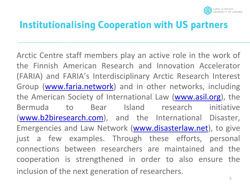 institutionalising cooperation with us partners