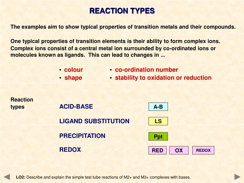 reaction types