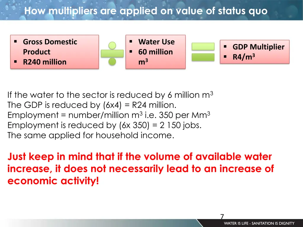 how multipliers are applied on value of status quo