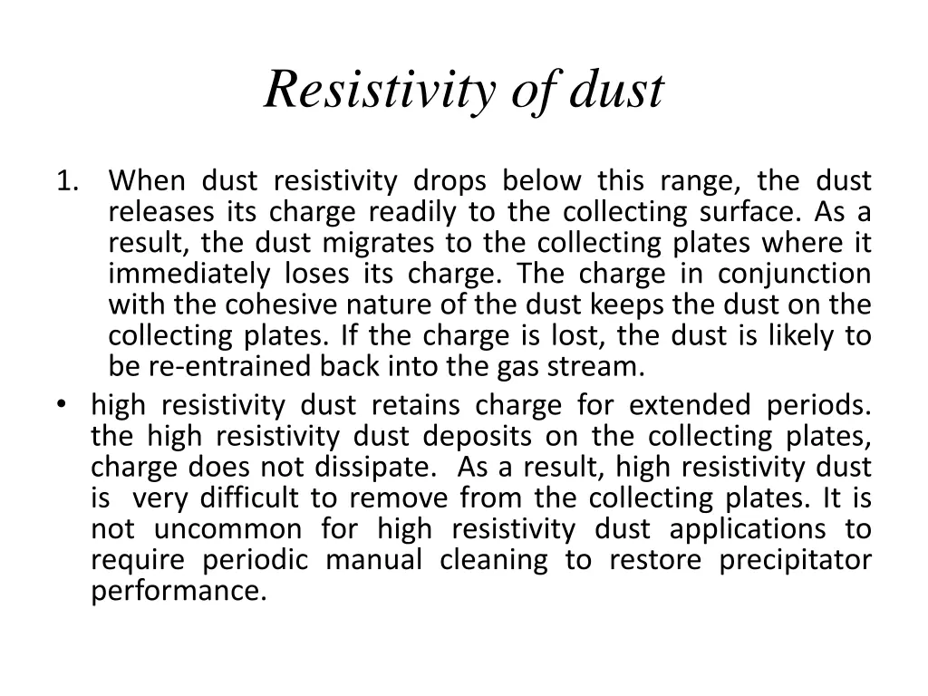 resistivity of dust