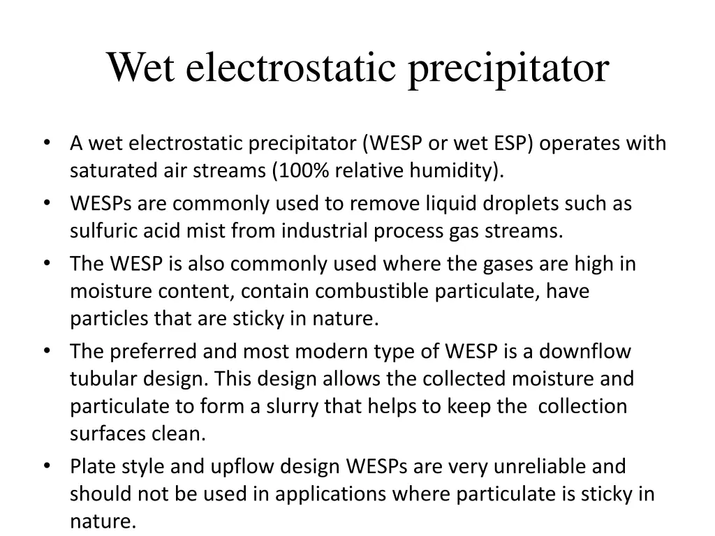 wet electrostatic precipitator