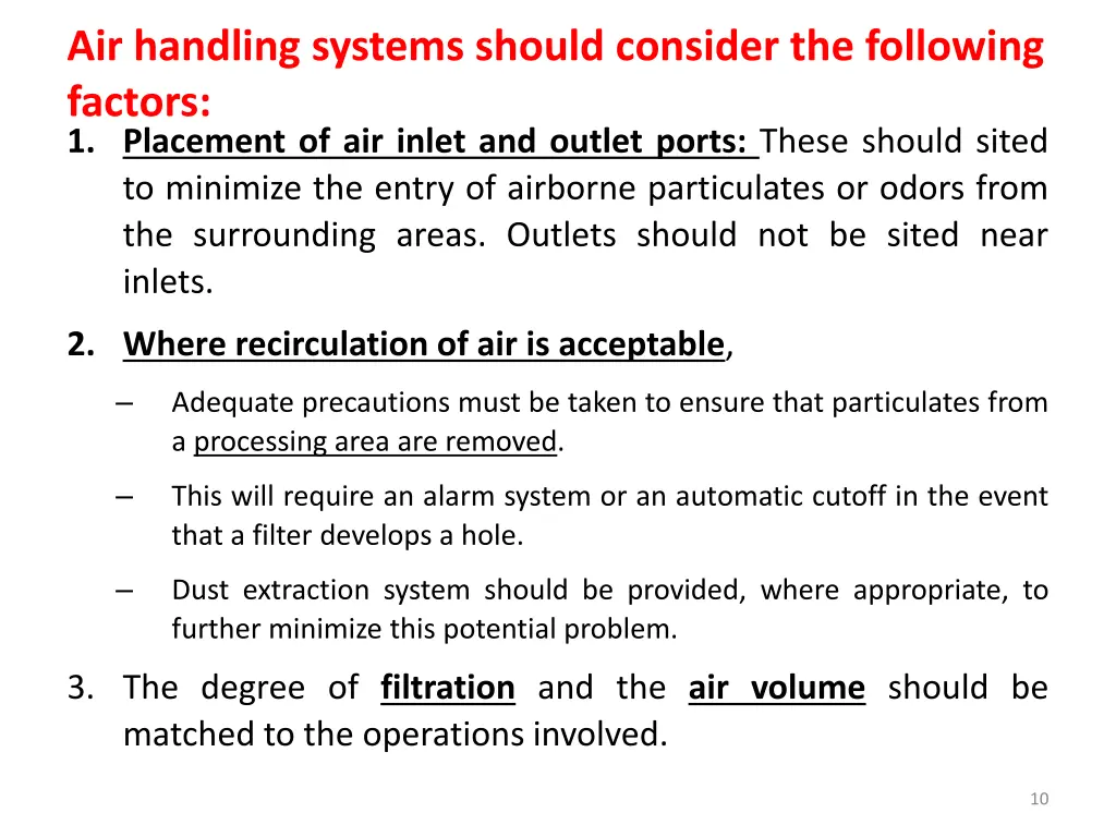 air handling systems should consider