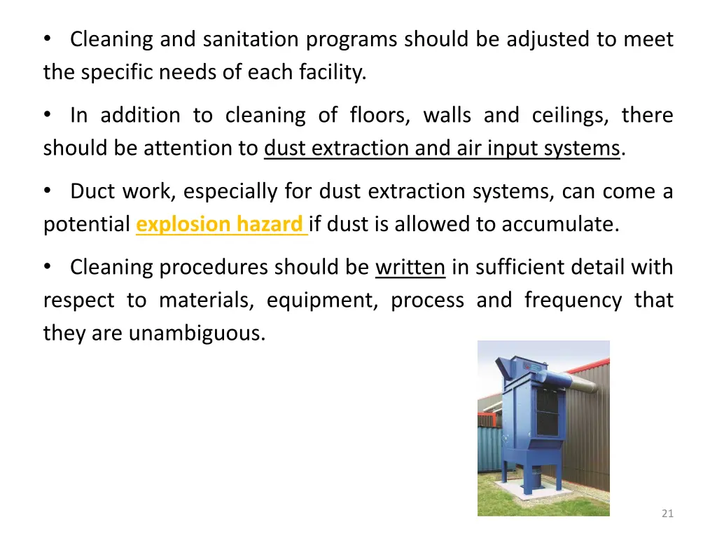 cleaning and sanitation programs should