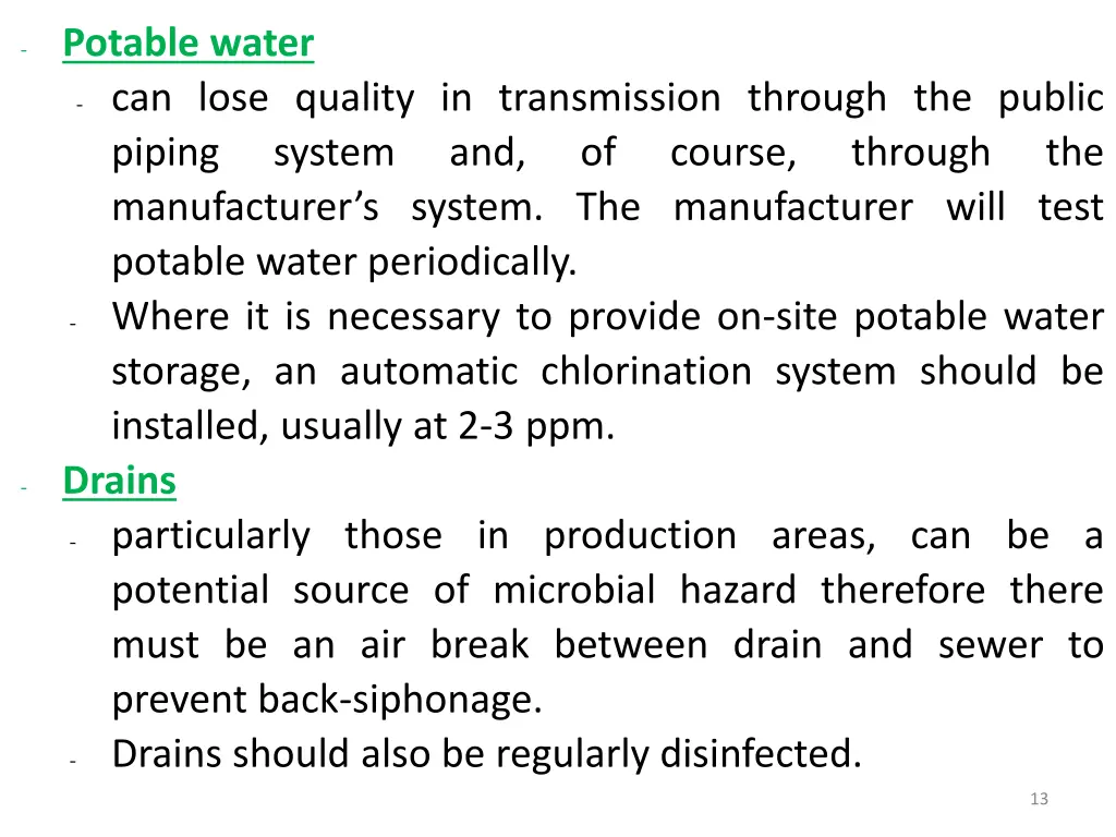 potable water