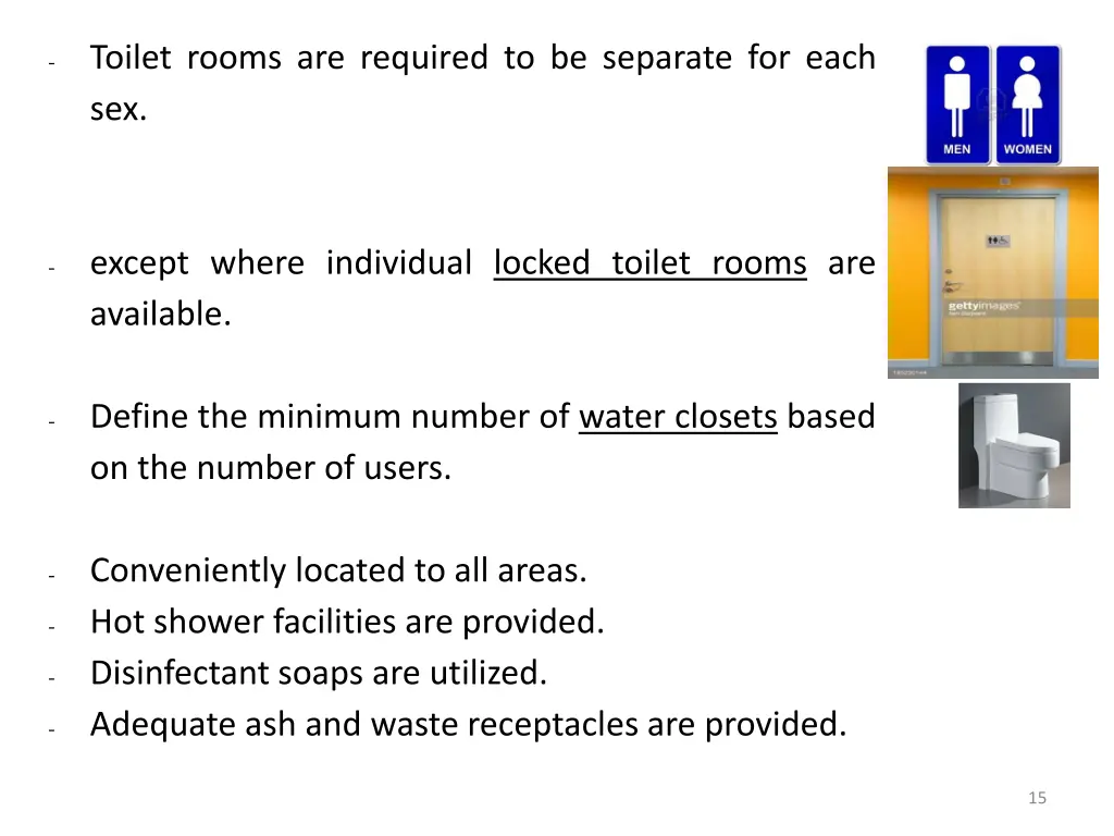 toilet rooms are required to be separate for each