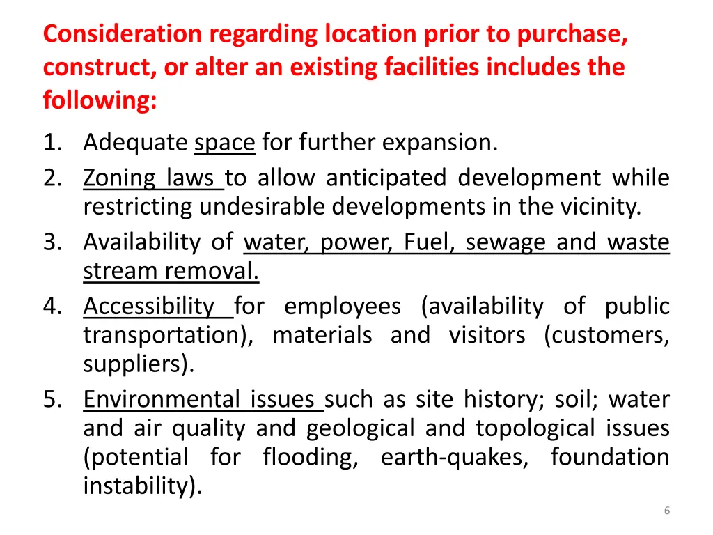 consideration regarding location prior