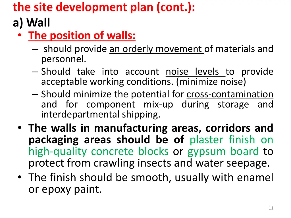 the site development plan cont a wall